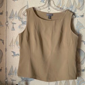 Kate Hill beige sleeveless shell top zipper on the side worn once